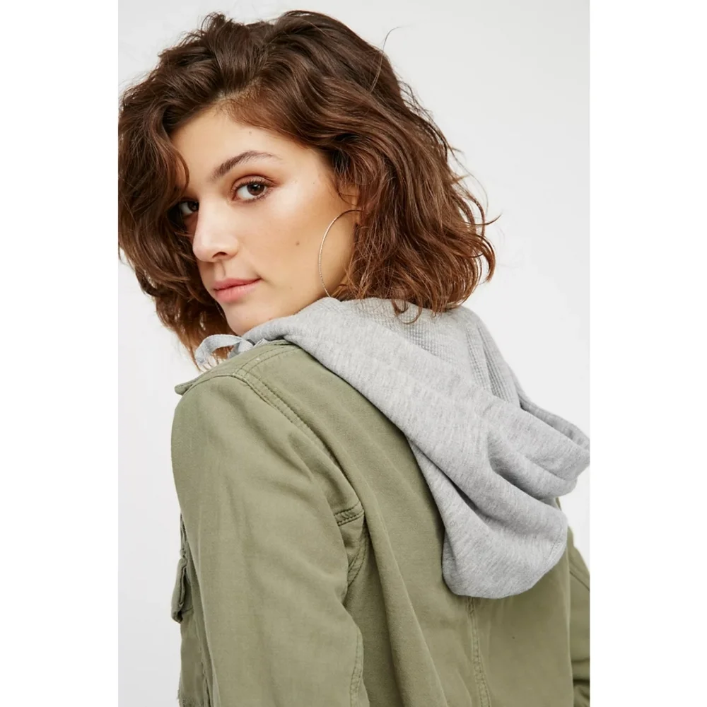 Free People Weekend Wanderer Distressed Cargo Jacket XS Boho Utility Jacket